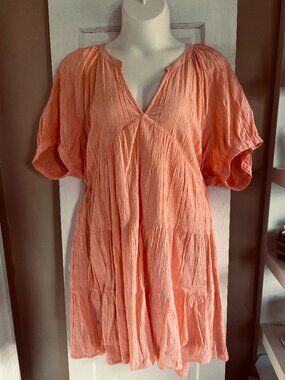 Peachy Pink Universal Threads Cotton Blend Knee Length Summer Dress - 4X